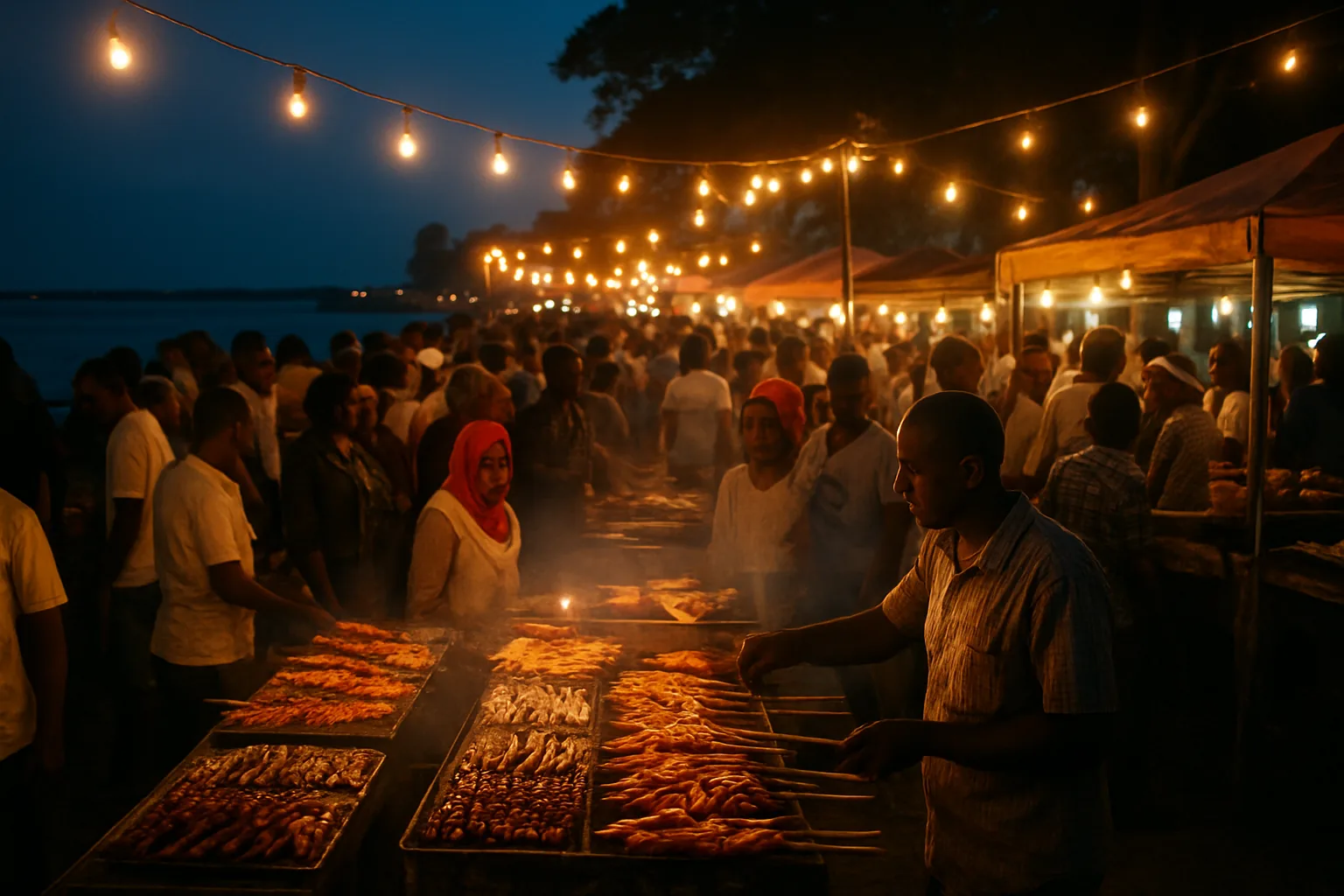 Stands du marché de nuit de Forodhani à Stone Town, Zanzibar